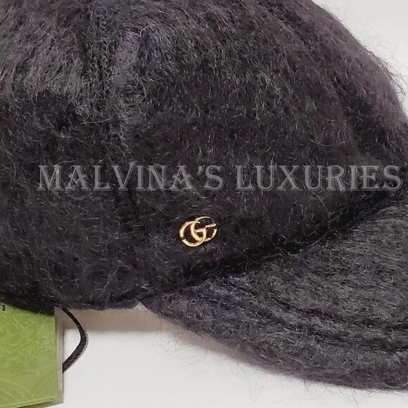 GUCCI BASEBALL CAP MOHAIR WOOL BLEND w GOLDTONE GG LOGO HAT UNISEX sz L - Picture 8 of 15